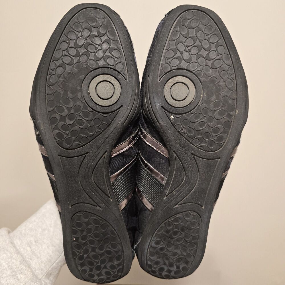 Coach Canvas Signature Logo Lace up Low Top Black Sneakers Shoes US 10B Womens - Picture 11 of 16